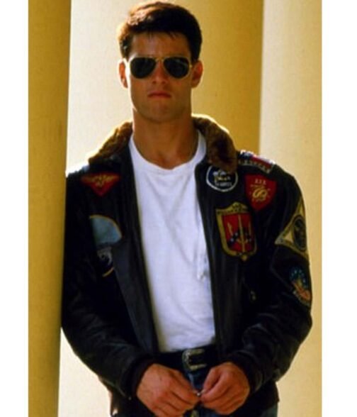 Top Gun Tom Cruise Bomber Leather Jacket with Removable Fur - Image 11