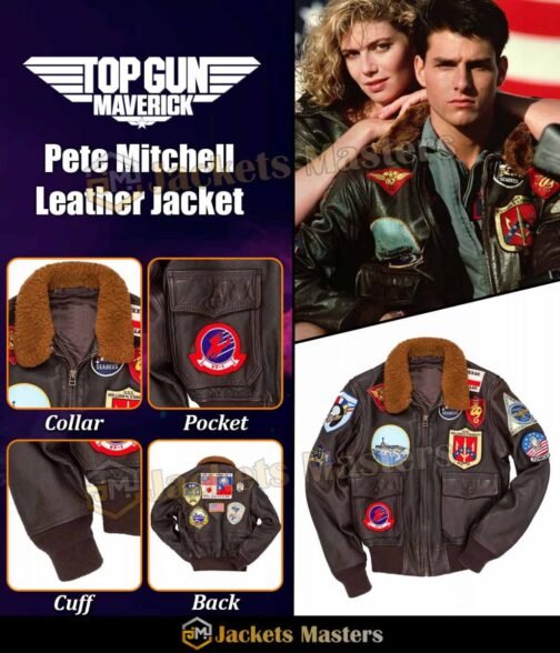 Top Gun Tom Cruise Bomber Leather Jacket with Removable Fur - Image 16