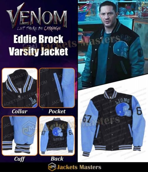 Eddie Brock Venom 2 Detroit Lions Varsity Jacket - Image 17