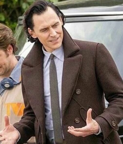 Loki Season 2 Tom Hiddleston Brown Wool Peacoat - Image 11