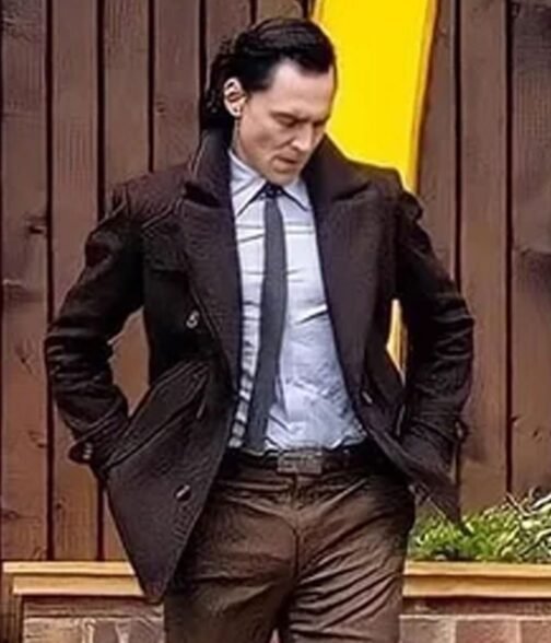 Loki Season 2 Tom Hiddleston Brown Wool Peacoat - Image 12