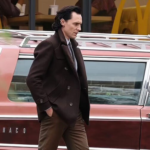 Loki Season 2 Tom Hiddleston Brown Wool Peacoat - Image 9