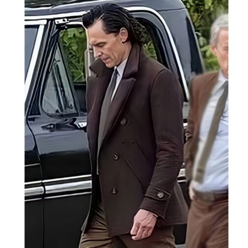 Loki Season 2 Tom Hiddleston Brown Wool Peacoat - Image 24
