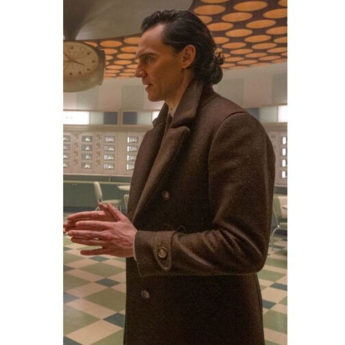 Loki Season 2 Tom Hiddleston Brown Wool Peacoat - Image 26