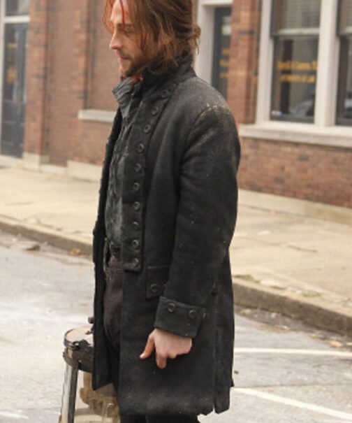 Sleepy Hollow Tom Mison Black Wool Coat - Image 7
