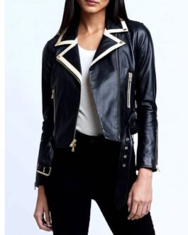 Vanessa Morgan Riverdale Biker Contrast Trim Leather Jacket