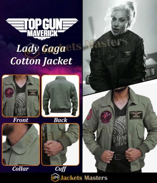 Lady Gaga Top Gun 2 Green Cotton Jacket - Image 9
