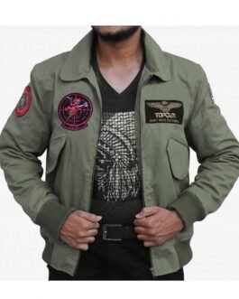 Lady Gaga Top Gun 2 Green Cotton Jacket
