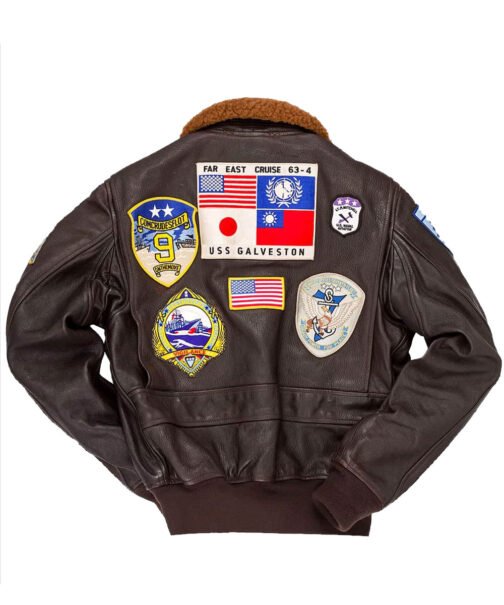 Top Gun Tom Cruise Bomber Leather Jacket with Removable Fur - Image 3
