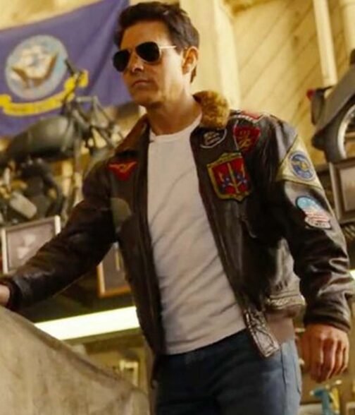 Top Gun Tom Cruise Bomber Leather Jacket with Removable Fur - Image 5