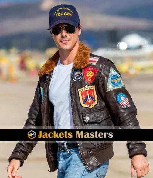 Top Gun Tom Cruise Bomber Leather Jacket with Removable Fur - Image 2
