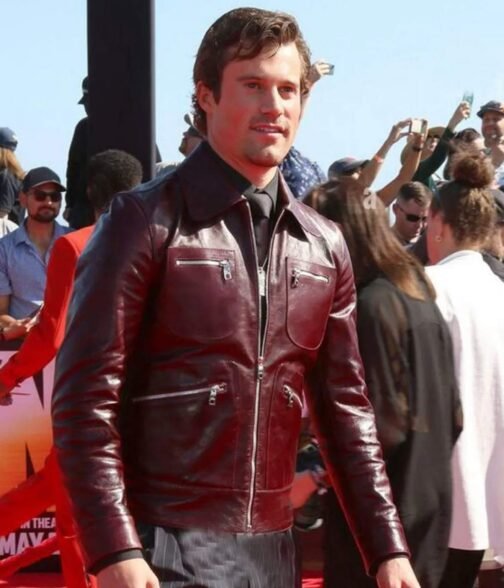 Jake Picking Top Gun Maverick Maroon Jacket - Image 2