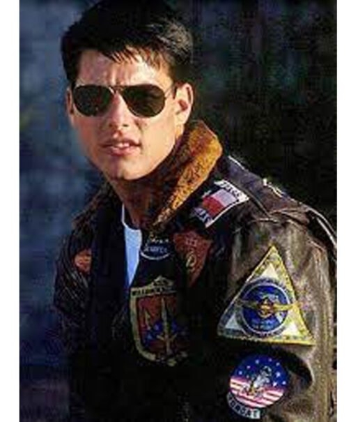 Top Gun Tom Cruise Bomber Leather Jacket with Removable Fur - Image 8
