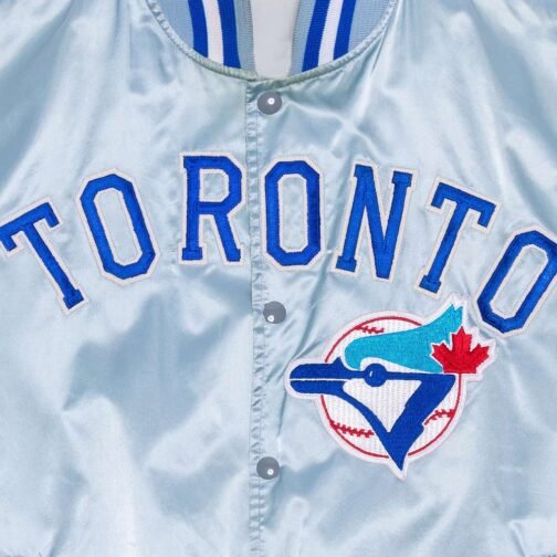 Toronto Blue Jays Baby Blue Varsity Satin Jacket - Image 3