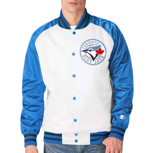 Toronto Blue Jays Clean Up Hitter White and Blue Jacket - Image 4