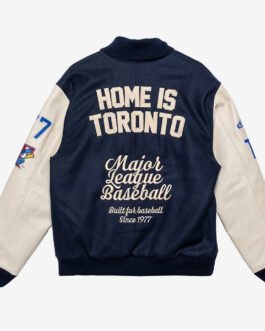 Toronto Blue Jays Patch Navy and Cream Letterman Jacket
