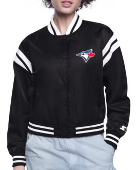 Toronto Blue Jays Printed Logo Varsity Satin Jacket