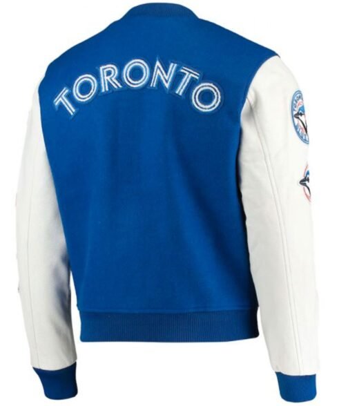 Varsity Toronto Blue Jays White and Royal Blue Jacket - Image 2