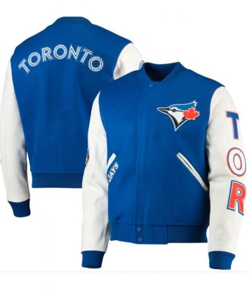 Varsity Toronto Blue Jays White and Royal Blue Jacket - Image 3