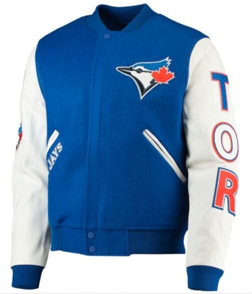 Varsity Toronto Blue Jays White and Royal Blue Jacket