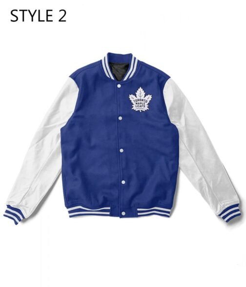 Toronto Maple Leafs NHL Letterman Blue and White Jacket - Image 2
