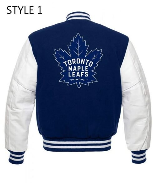 Toronto Maple Leafs NHL Letterman Blue and White Jacket - Image 3