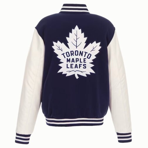 Toronto Maple Leafs Royal and White Varsity Jacket - Image 4