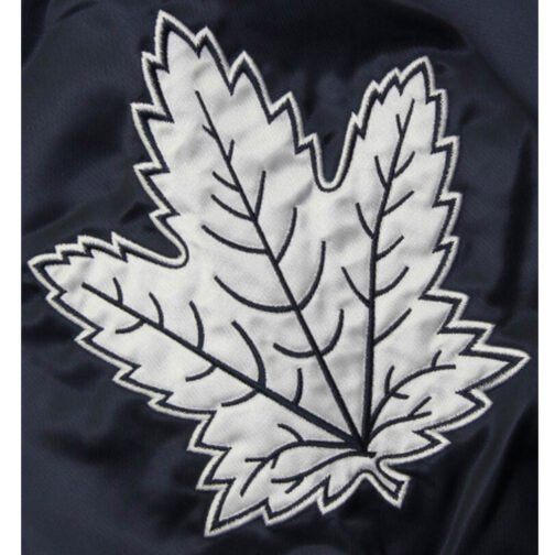 Toronto Maple Leafs Navy Blue Button-Up Satin Jacket - Image 4