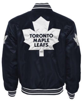 Toronto Maple Leafs Navy Blue Button-Up Satin Jacket