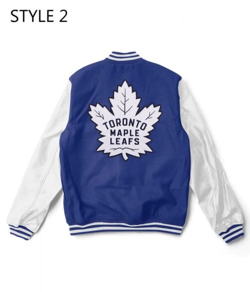 Toronto Maple Leafs NHL Letterman Blue and White Jacket - Image 4