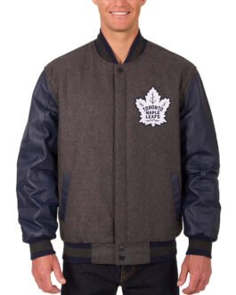Toronto Maple Leafs Charcoal and Navy Varsity Jacket