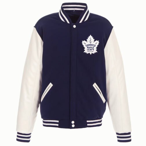 Toronto Maple Leafs Royal and White Varsity Jacket - Image 2