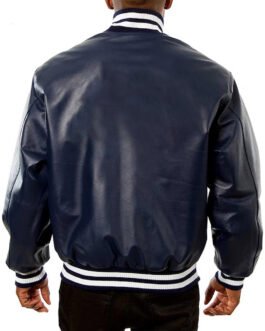 Toronto Maple Leafs Varsity Navy Leather Jacket