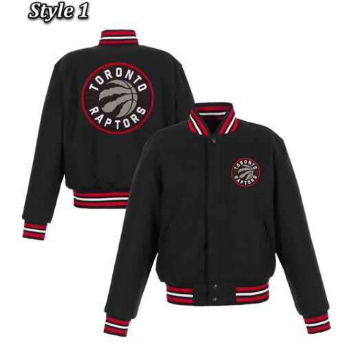 Toronto Raptors Varsity Black Wool Jacket - Image 7