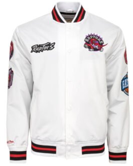 Toronto Raptors City Collection White Varsity Satin Jacket