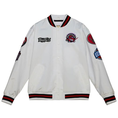 Toronto Raptors City Collection White Varsity Satin Jacket - Image 3