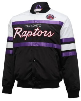 Toronto Raptors Hardwood Classics Script Black Satin Jacket