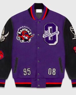 OVO Toronto Raptors Black and Purple Varsity Jacket