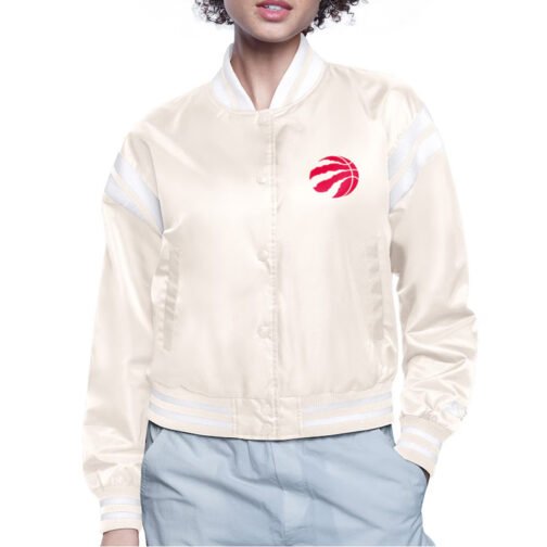 Toronto Raptors Printed Logo Varsity Satin Jacket - Image 2