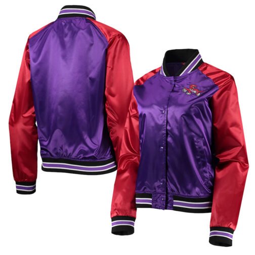 Toronto Raptors Purple and Red Satin Jacket - Image 3