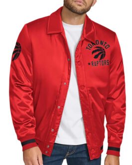 Toronto Raptors Stitch Applique Red Satin Jacket