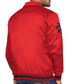 Toronto Raptors Stitch Applique Red Satin Jacket