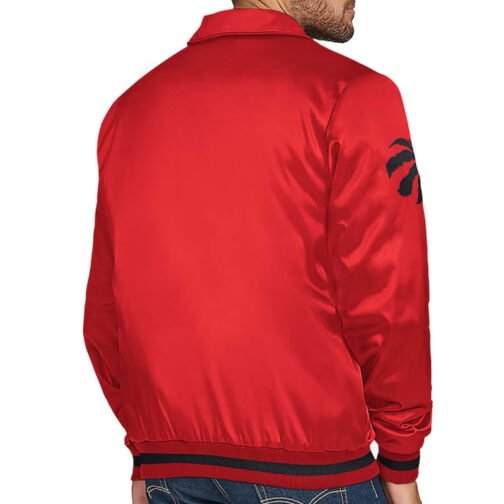 Toronto Raptors Stitch Applique Red Satin Jacket - Image 2