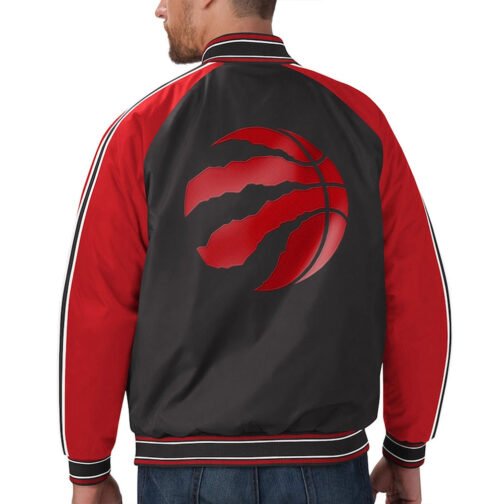 Toronto Raptors Red and Black Striped Jacket - Image 2