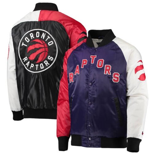 Toronto Raptors Purple/Red/White Tricolor Satin Jacket - Image 3