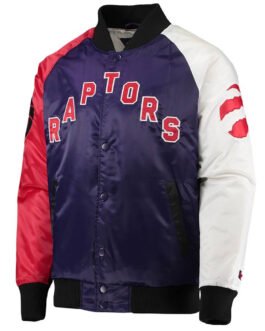 Toronto Raptors Purple/Red/White Tricolor Satin Jacket