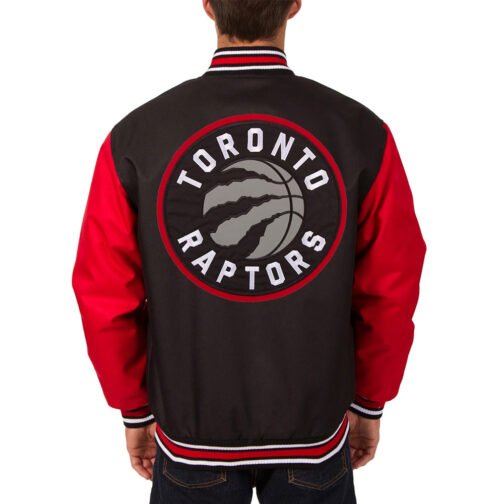 Toronto Raptors Varsity Black and Red Wool Jacket - Image 2