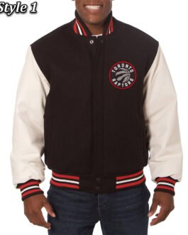 Black and White Toronto Raptors Varsity Jacket