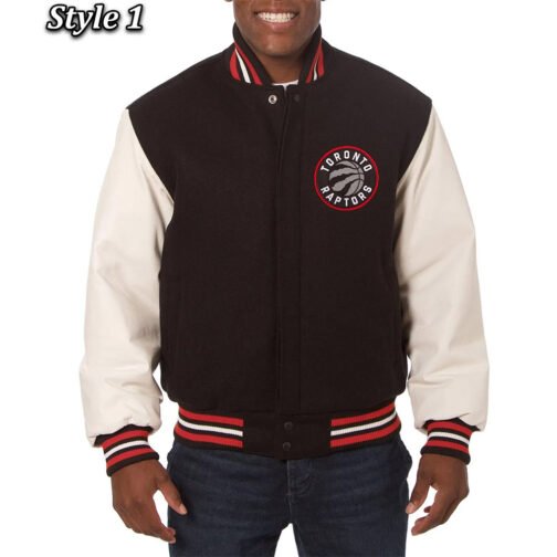 Black and White Toronto Raptors Varsity Jacket