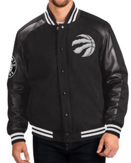Toronto Raptors Varsity Black Wool/Leather Jacket